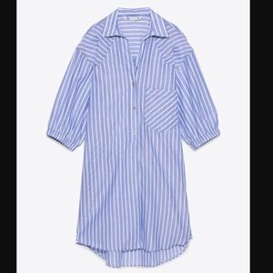 Zara blue and white shirt dress NWT
